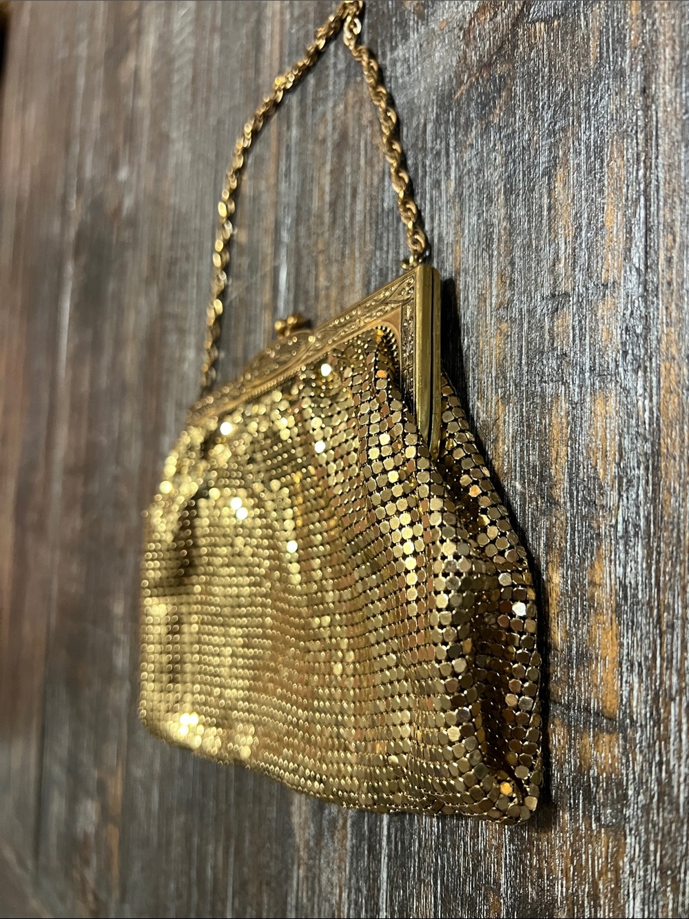 Vintage Whiting and Davis Gold Mesh Sequin Evening Handbag - Picture 10 of 12